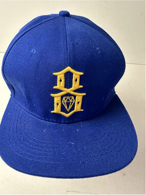REBEL8 Rebel Eight Snapback Hat Cap Blue Gold Burn Bury Underbrim Streetwear